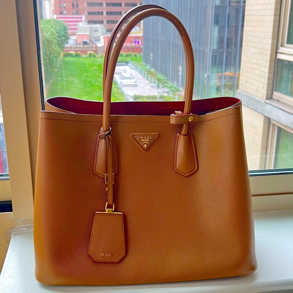 Medium Saffiano Leather Double Prada Bag